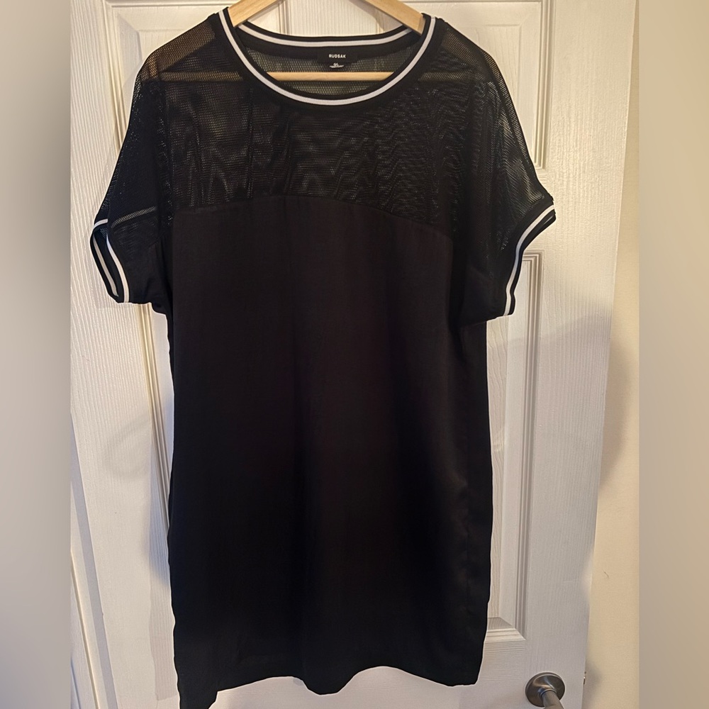 RUDSAK Black Mesh dress with White Trim